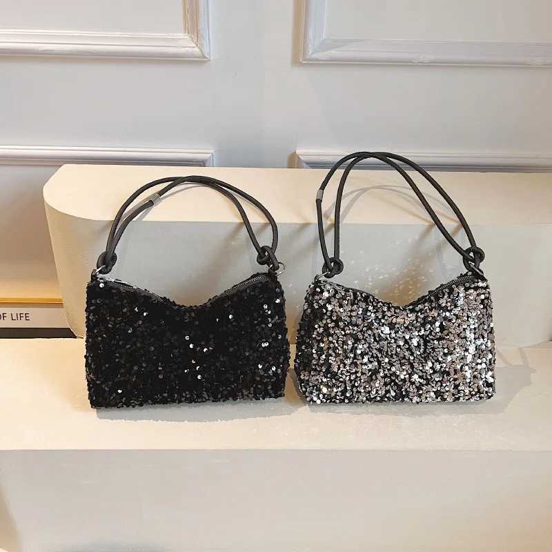Womens New Korean Style Shoulder Bag Popular Sequin Handbag Wedding Banquet Shoulder Bags Bling Sequins Wallets Underarm Bag Y250729