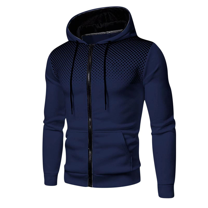 Dot Print Zipper Sport Hoodie Unisex Comfort Outdoor Jogging Running Casual Slim Fit Men Versatile Pocket Sweatshirt