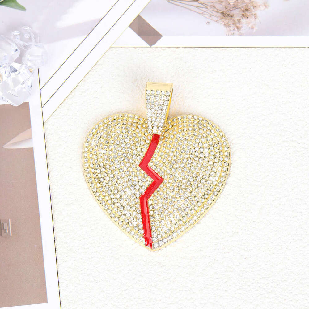 Inlaid Dia Oil Drop Heart Heartbreak Shape Fashion Trend Personality Creative Necklace Pendant