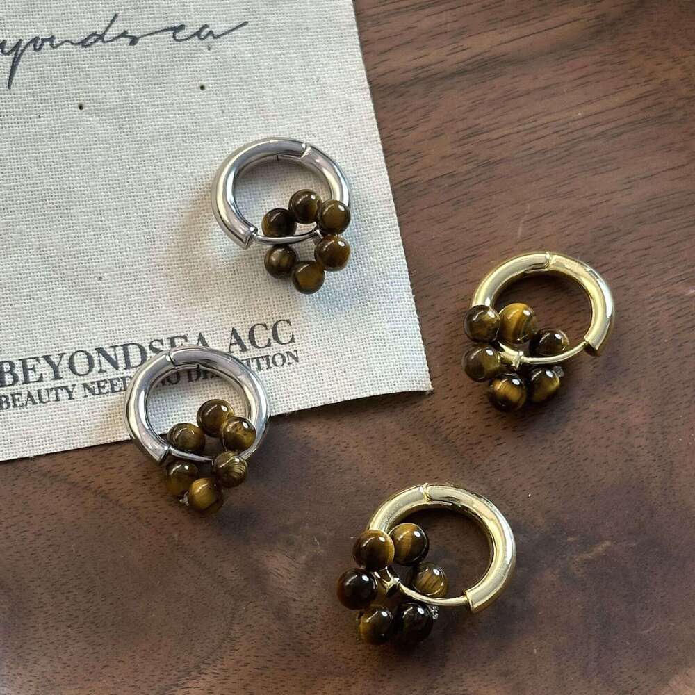 New Beaded Melad Color Hoop for Women Simple Earrings Ins Style Versatile Fashionable Elegant Gentle Ear Accessories da6