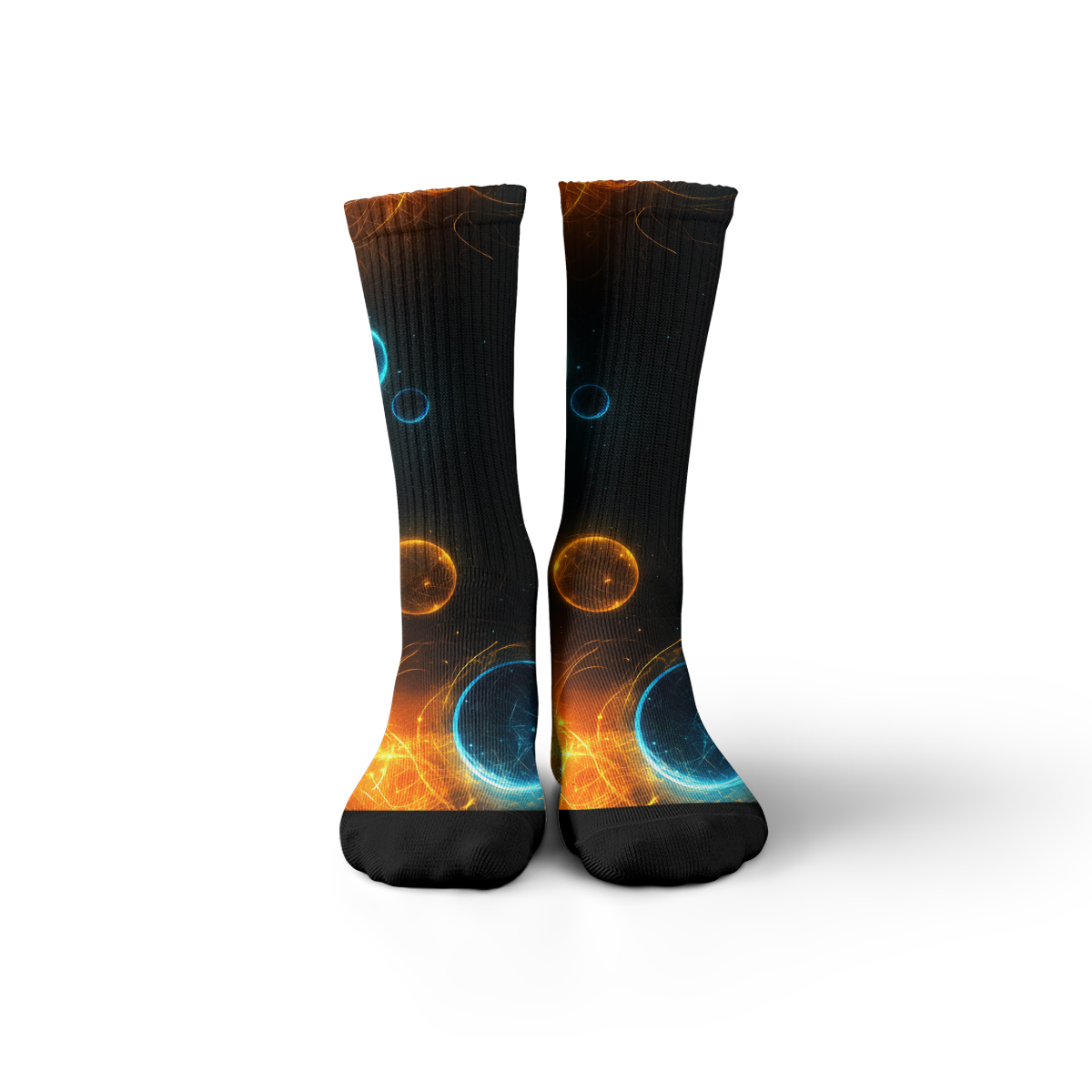 Space Themed Glowing Circles Print Blend Unisex Tube Designer Socks C101