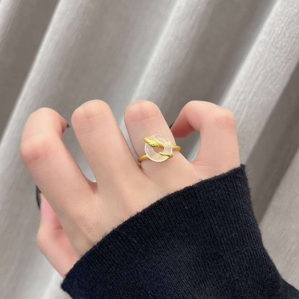 Sier Peace Buckle Necklace Autumn Winter Simple Versatile Unique Exquisite Snake Zodiac Year Clavicle Chain for Women 392