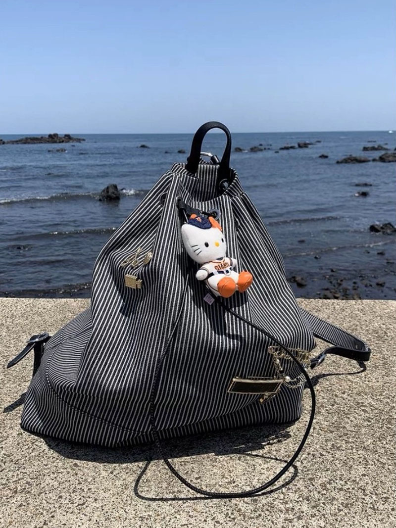 Designer Bag Student Casual Backpack For Women 2025 Summer New Trend Korean Striped Canvas Bag Versatile Luxury Bag Large Capacity Backpack Tote Bag