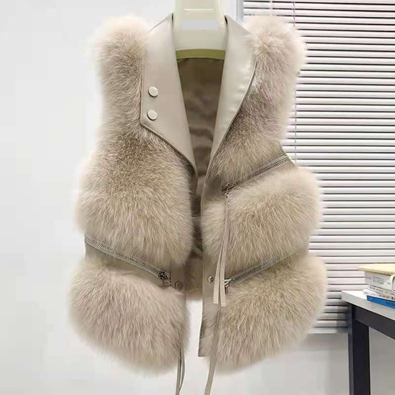 Women's Clothing Coat Haining Manufacturer New Zipper Splicing Short Fur Vest Young Style