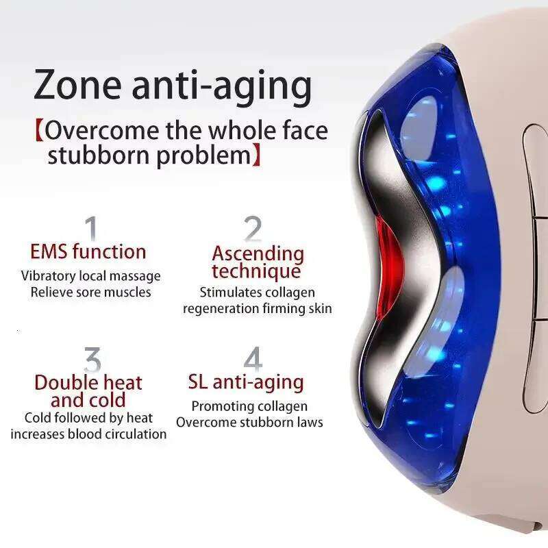 Home Use Beauty Equipment Facial 3 Colors Microcurrent Led Light Therapy EMS Wrinkle Remover Face Neck Lifting Massager