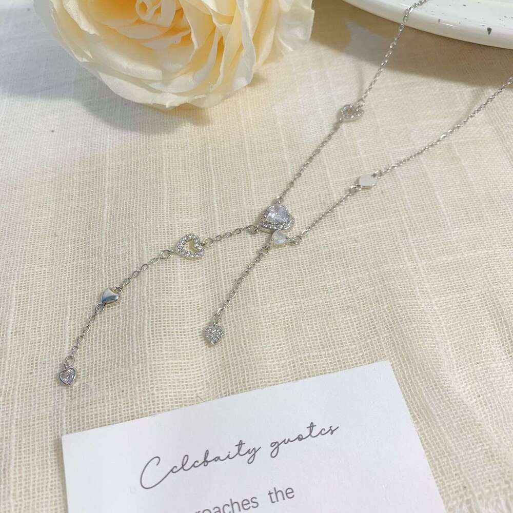 Fuxin Elegant Heart Tassel Necklace Niche Design Light Collarbone Chain High-end Versatile Hot Girl Accessory e93
