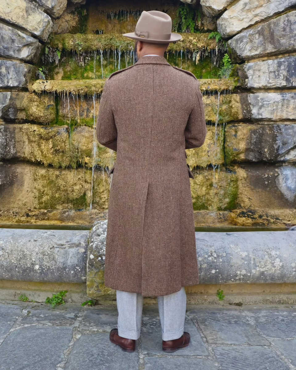 Handsome One Piece Formal Men Suits Wedding Tuxedos Wool Long Coat Men Jacket Double Breasted With Peaked Lapel Blazer Business Custom Made