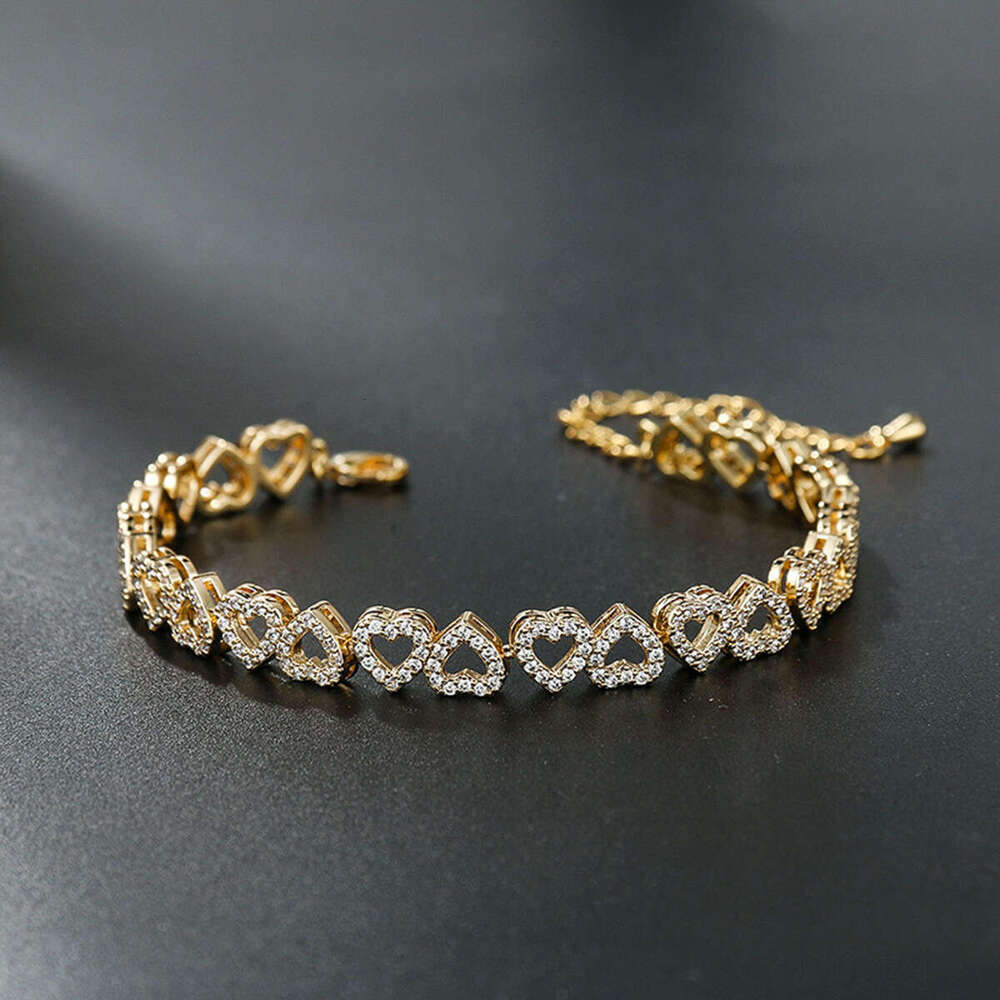 Girls' Light High-Grade Inlaid Zircon Shiny Heart Simple Ins Style Fashion Versatile Bracelet