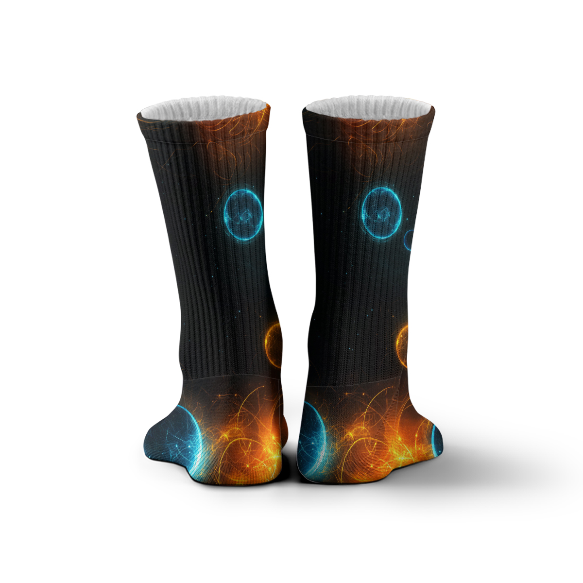 Space Themed Glowing Circles Print Blend Unisex Tube Designer Socks C101