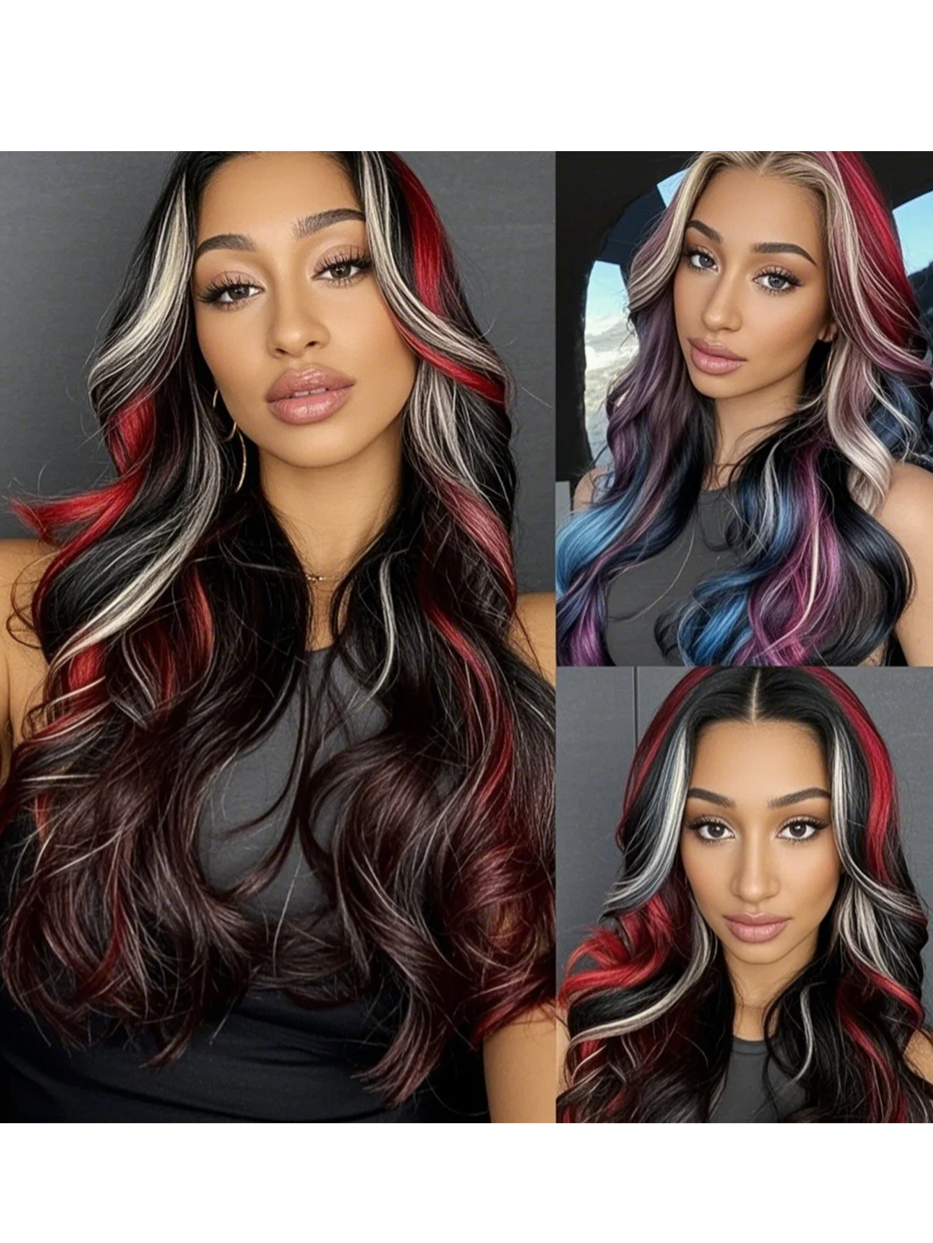 Rebecca Fashion Synthetic Hair 13*4*1 Lace Front Wigs For Women 24 Inch Highlight Honey Brown Body Wave Wig Lace Wig High Temperature Fiber