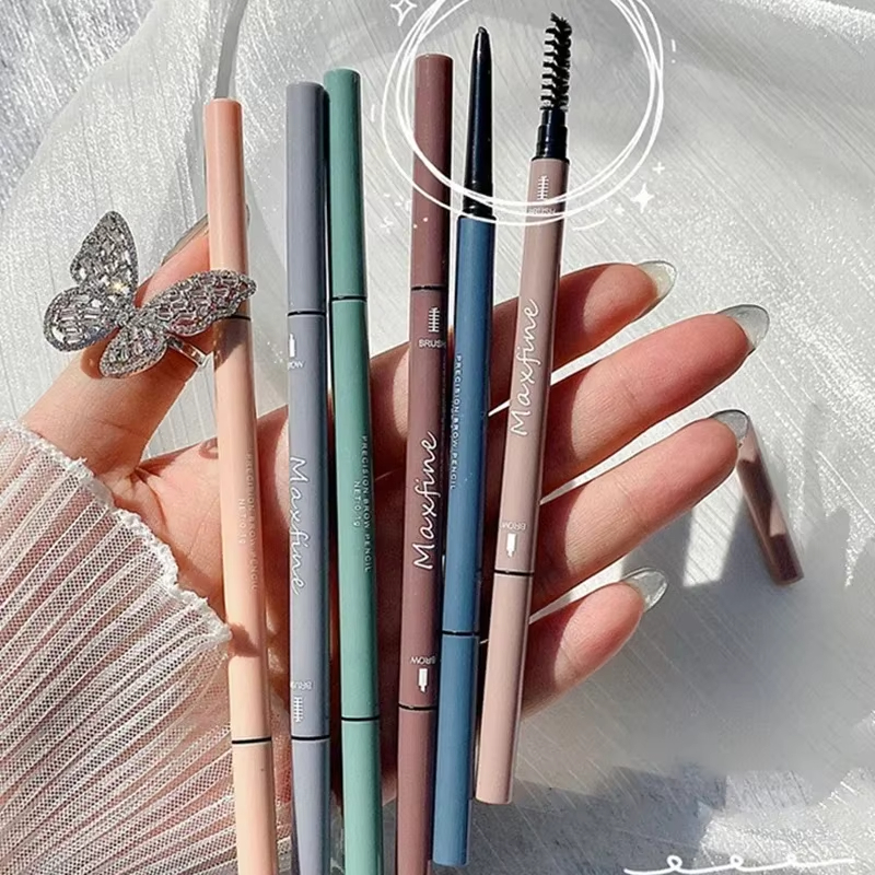 Ultra Fine Triangle Eyebrow Pencil 6 Color Precise Brow Definer Long Lasting Waterproof Cool Brown Eyebow Makeup Double Head Eyebrow Pencil Brush Wate