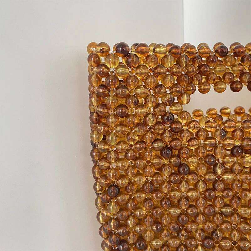 Amber Acrylic Handle Summer Beaded Clear Bags for Women Purses Handbags Celebrity Ladies Handmade Box Tote Evening Party