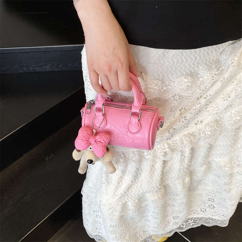 Trendy Fashionable Unique Mini Handheld Cylinder Coin Purse Korean Style Casual Design Sweet Crossbody Bag