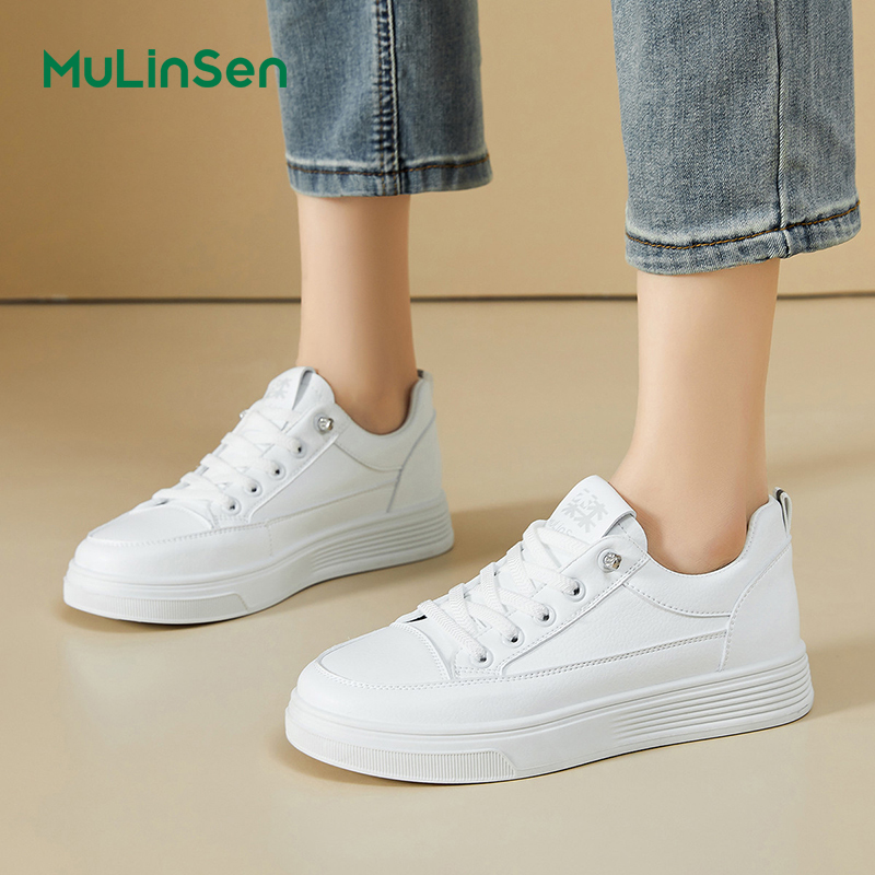Mulinsen women's shoes spring and summer super hot white shoes 2025 new casual sneakers women's soft bottom breathable student sports shoes