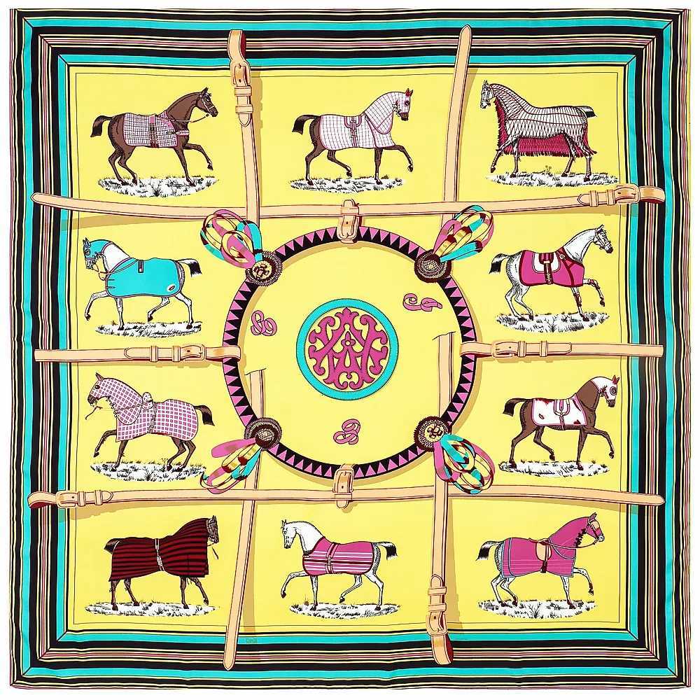 130cm Horse Dre Shl Brand Scarf 100% Silk Square Scarf Fashion Bandana Design Wen Kerchief Scarves For Ladies S250730