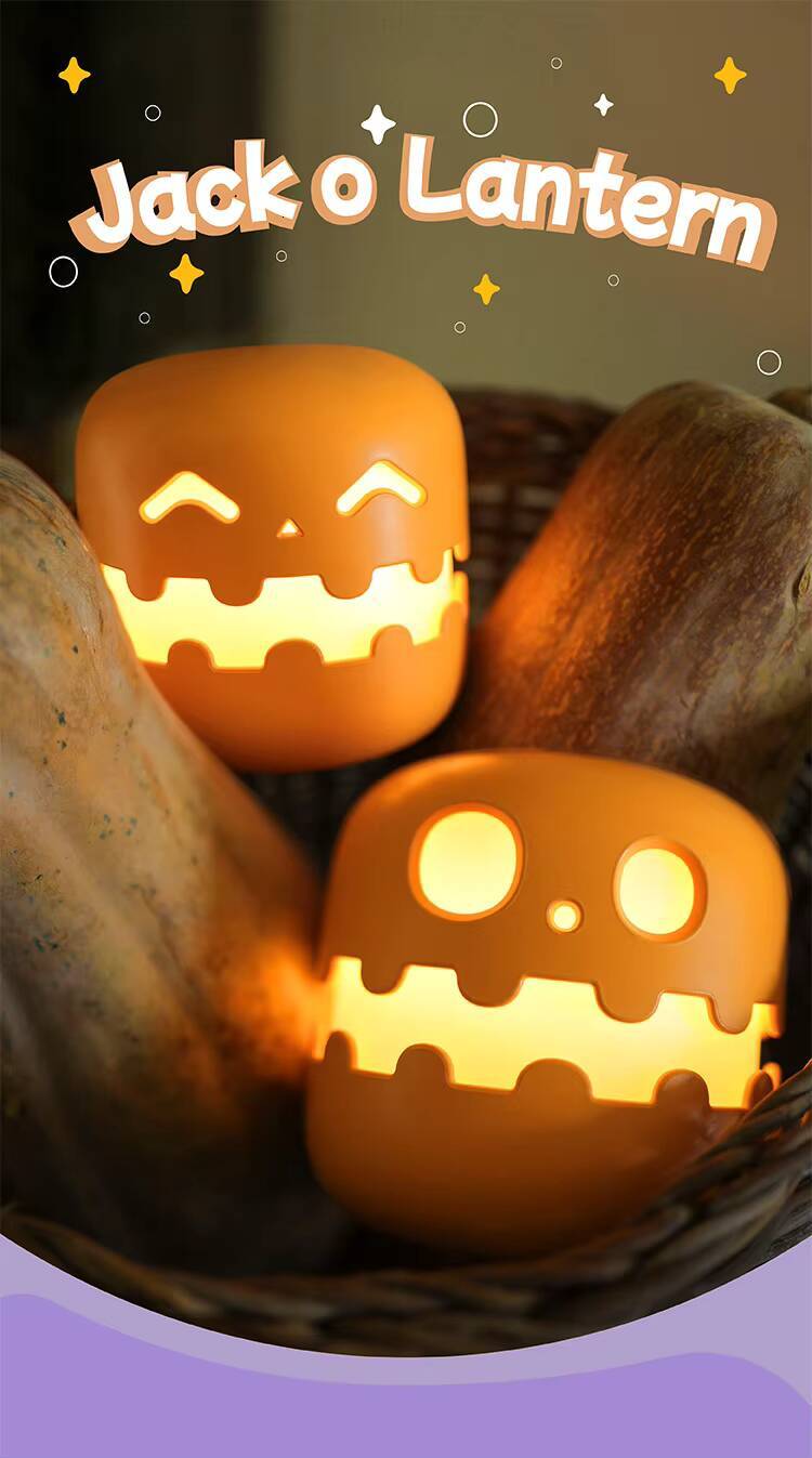 Halloween Pumpkin Nightlight Party Decoration USB Charging Timer Funny Set for Atmosphere While Sleeping LED Lamp