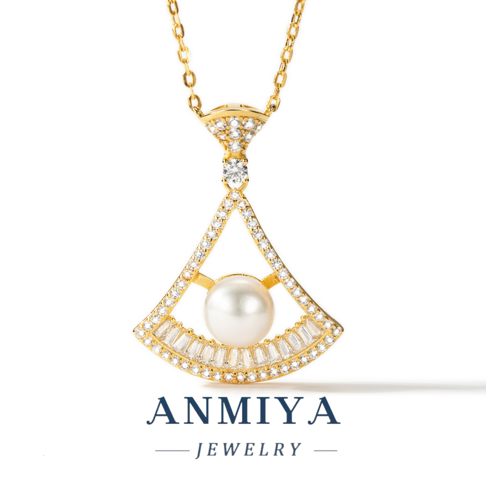 Custom Luxury 925 Silver Plated Jewelry Statement Necklace for Evening Occasions with Crystal Rhinestones and Pearl Accents