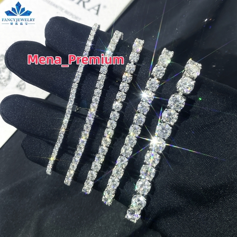 Fine Jewelry Women Micro Paved Cuban Bracelets D VVS Lab Diamond Cuban Link Chain Iced Out 925 Silver Moissanite Tennis Bracelet