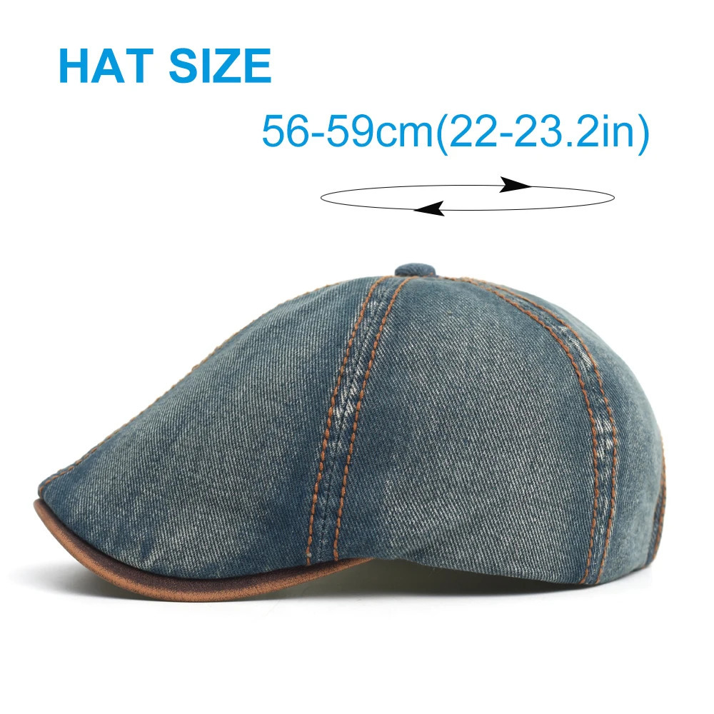 Denim Beret Hat Washed Vintage ed Cap Adjustable Cotton sboy Cap Casual Hats Flat Cap 250729