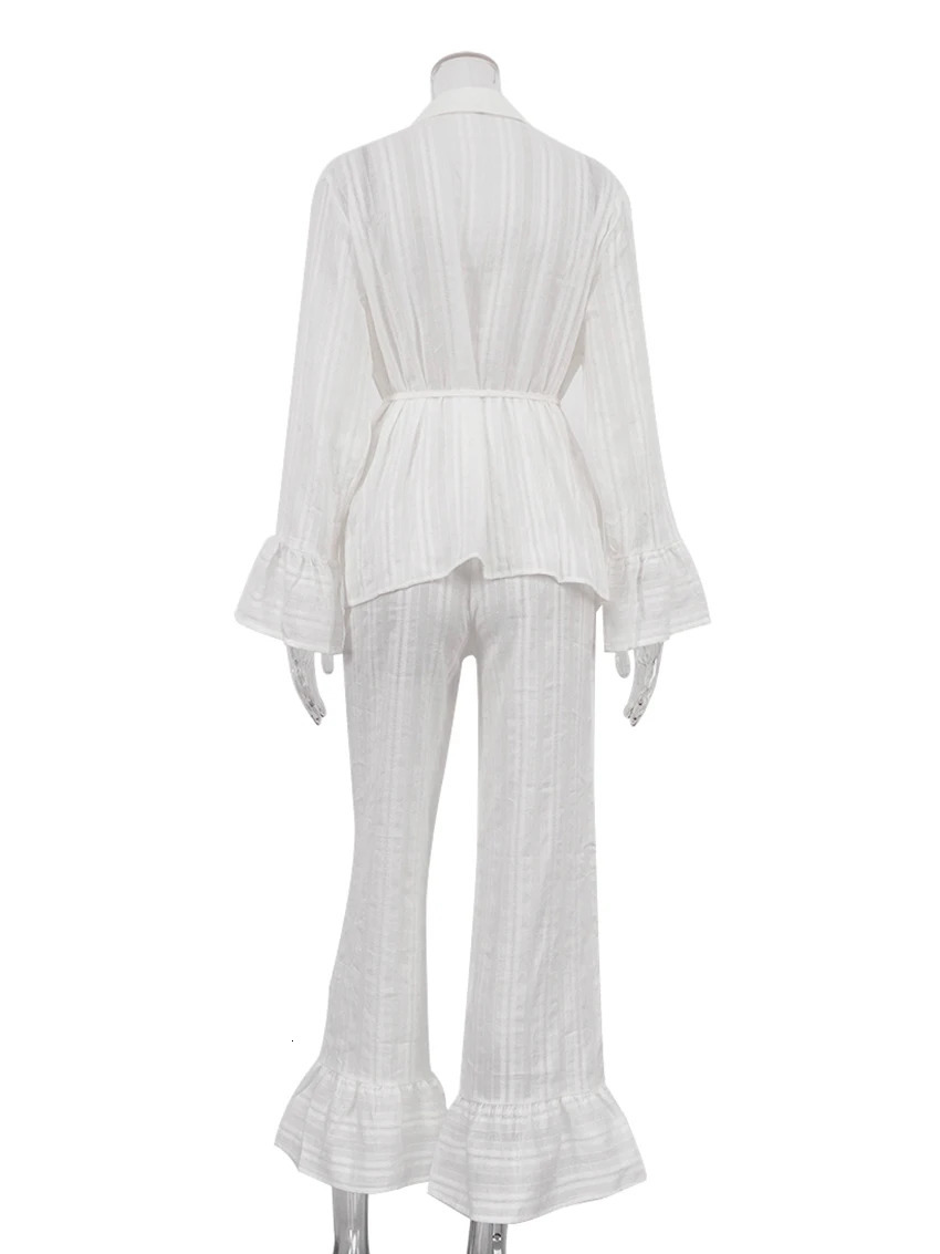 Marthaqiqiq Casual Women Nightgown 2 Piece Suit Long Sleeve Nightwear TurnDown Collar Sleepwear Pants Loose Home Clothes Ladies 250730