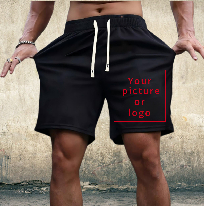 Summer Wholesale Customizable Large Size Men's Casual Elastic Knitted Shorts Mid-Waist Breathable Boxer Pants Hot Drawstring Printed 484