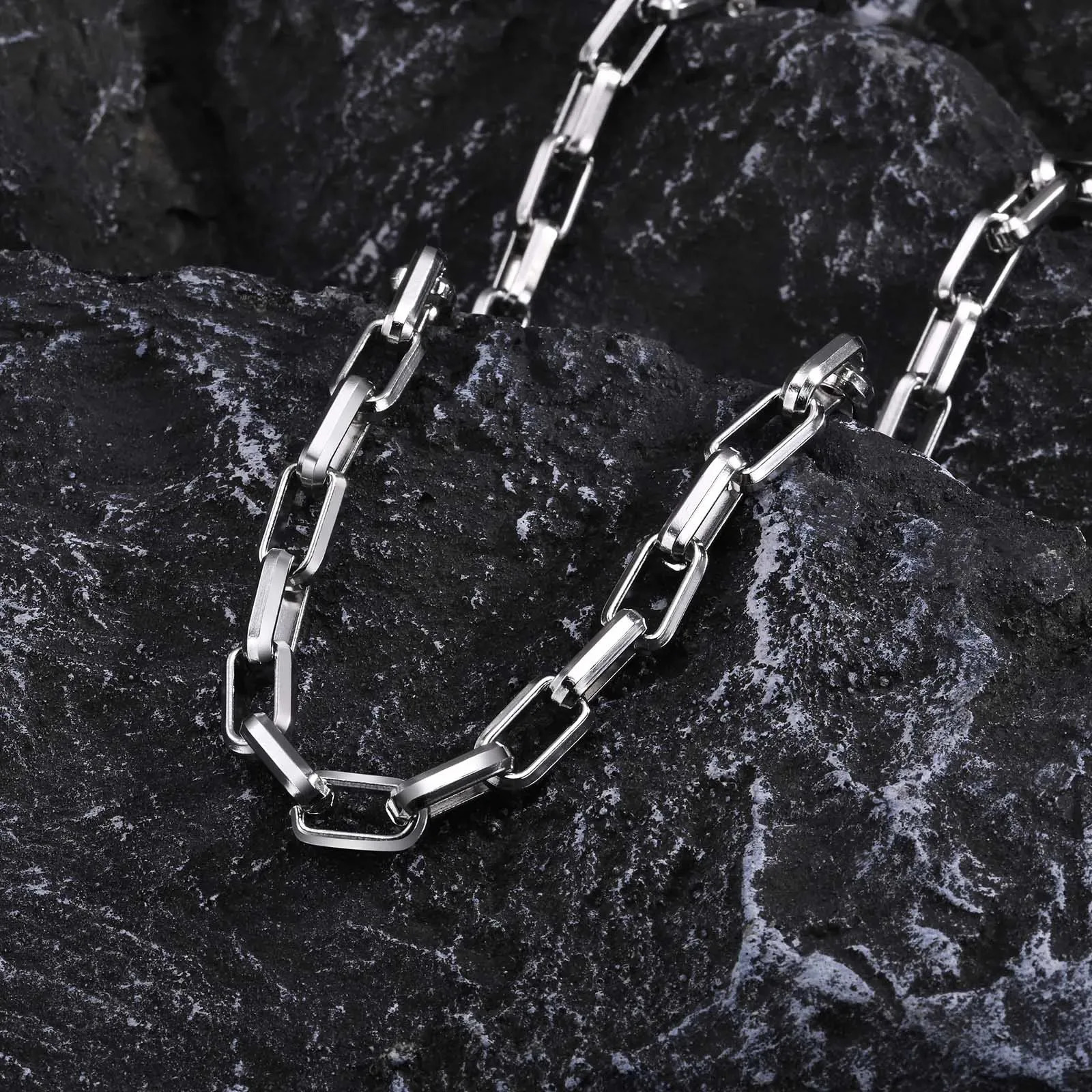 Chunky Rectangle Chain Necklaces for Men Boys50/55/60 cm Stainless Steel Square Chain CollarCool Punk Jewelry Gifts 250729