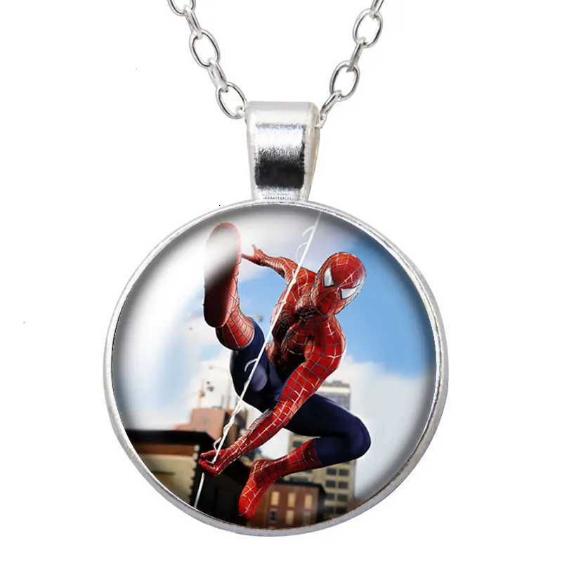 Hero Cartoon Round Photo Cabochon Silver Plated Pendant Necklace Jewelry Gift Y250730
