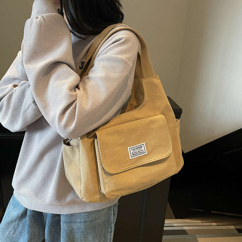 Commuting Ins Niche Design Handheld Canvas Simple Solid Color Casual Versatile Tote Bag for Women
