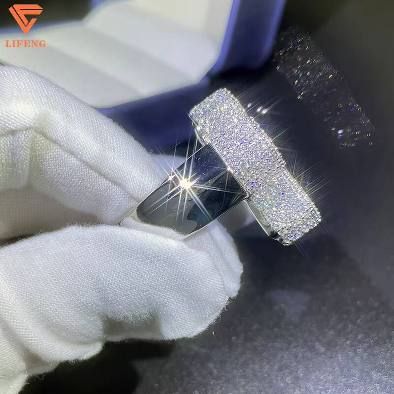 Lifeng Jewelry Classic Jesus Cross Ring Ice Hiphop Sterling Silver VVS Moissanite Cross Ring for Men Gift Can Pass Diamond Test