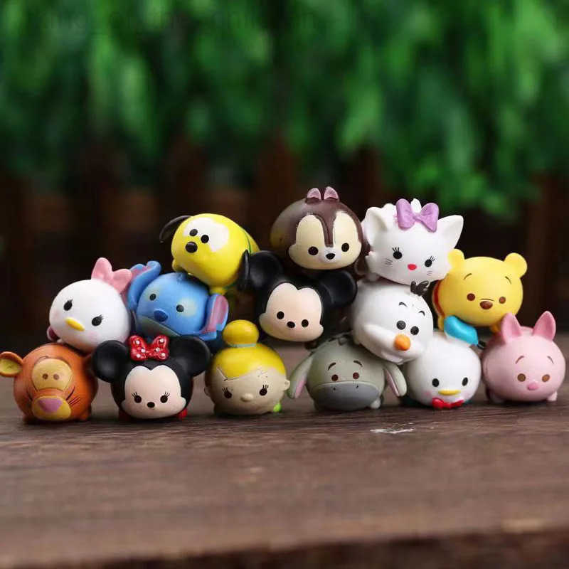 Disney Genuine Disney 14pcs Tsum Mini Bean Figure Kawaii Rebell Doll Bulk Cute Figurines Mickey Minnie Series Gifts For Kids Toys W250730