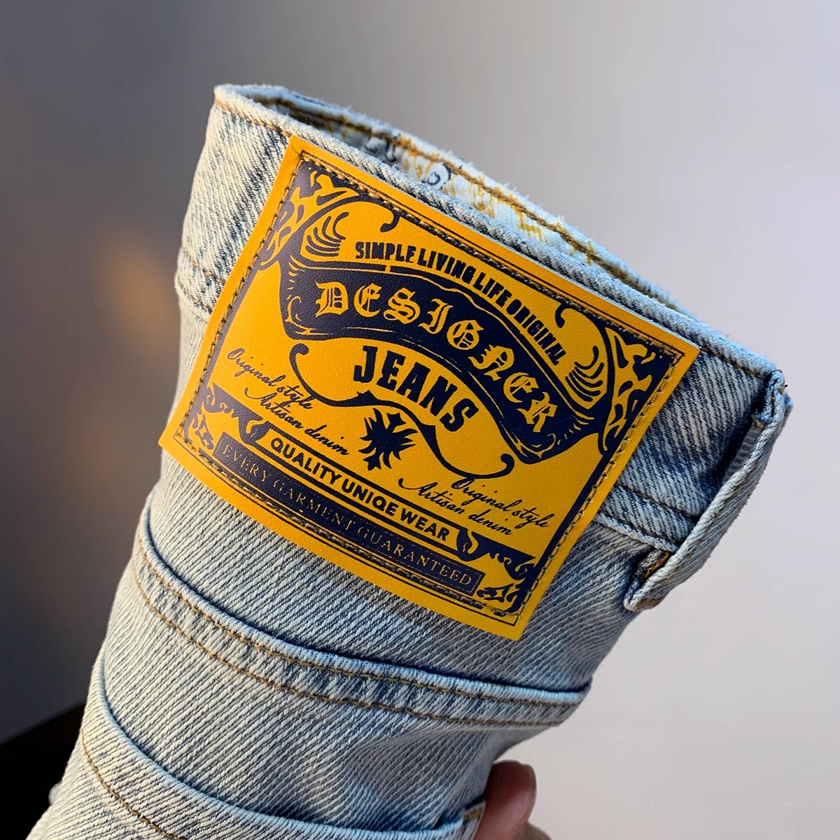 Summer casual jeans for men light-color retro matte and form-fitting 9-inch pants high-end light luxury skinny stretch men's pants