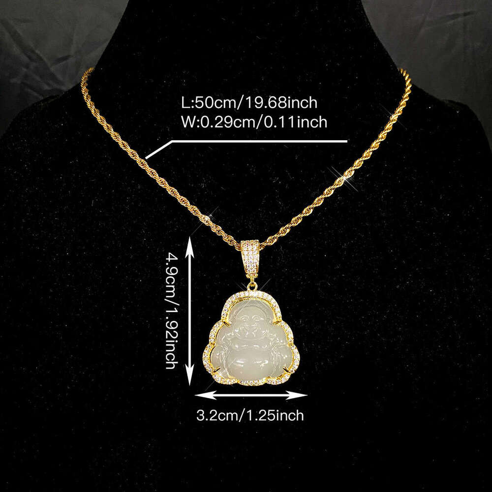 Maitreya Bright Gold Inlaid Agate Big Buddha Zircon Pendant Colorful Resin