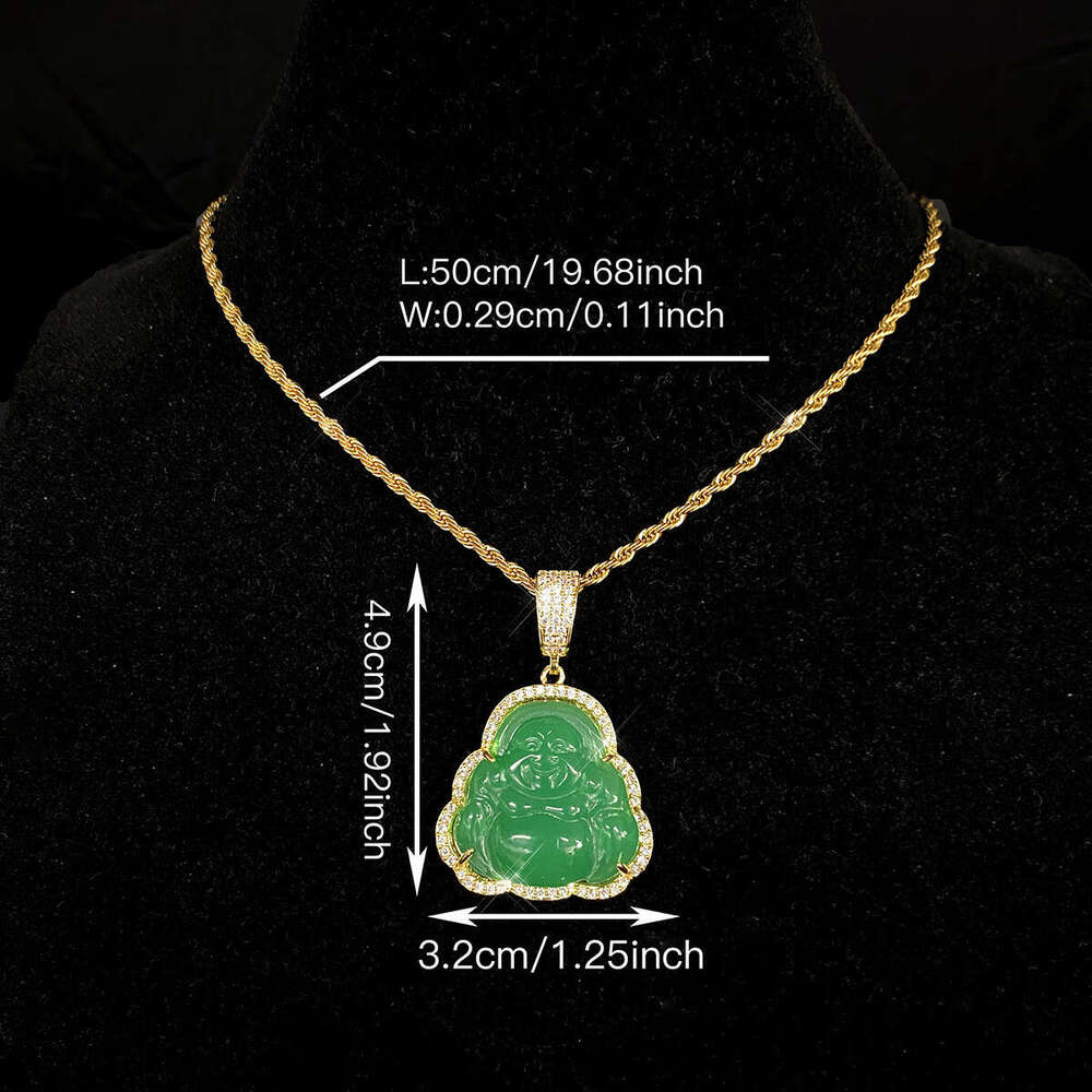 Maitreya Bright Gold Inlaid Agate Big Buddha Zircon Pendant Colorful Resin