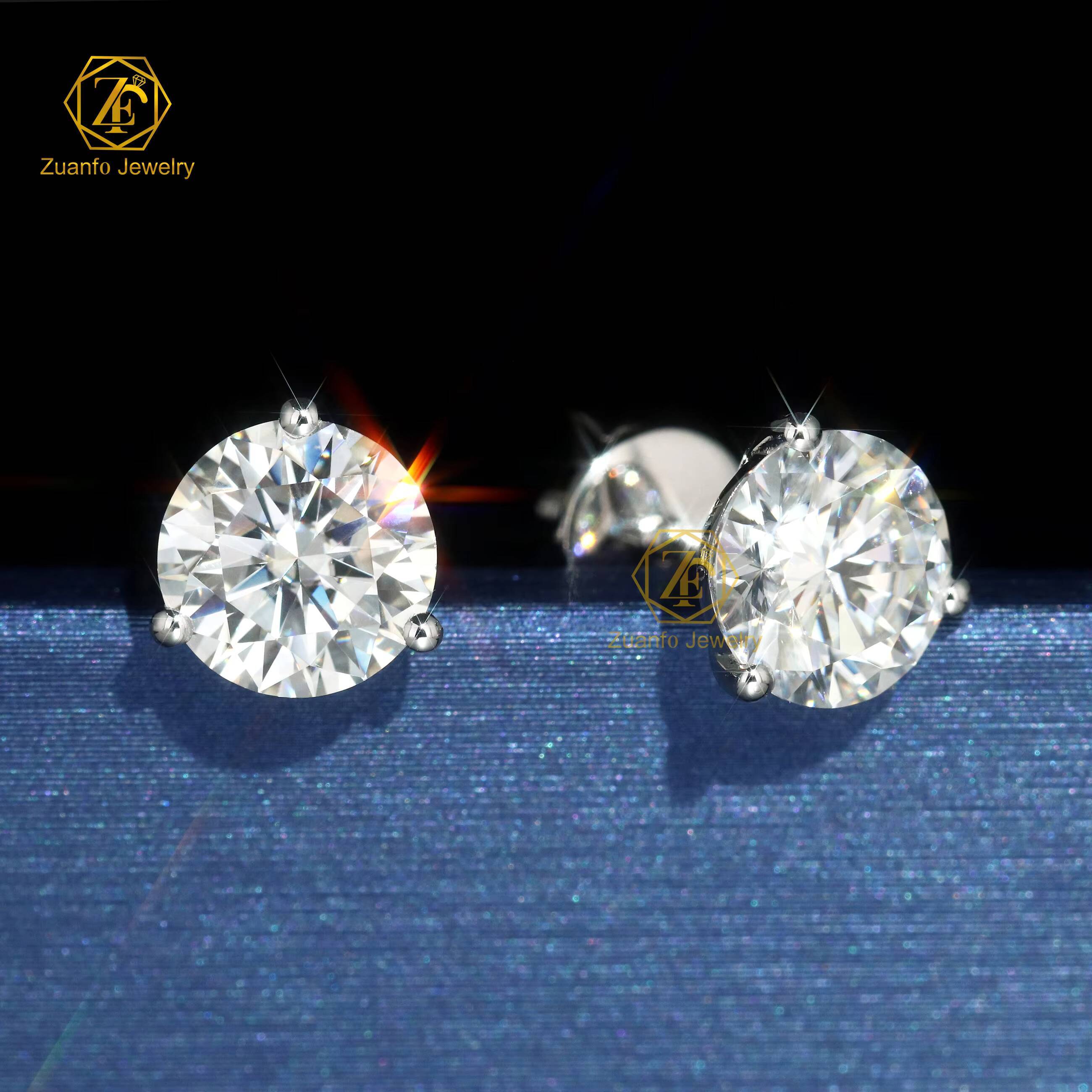 IGI Certified 14k/18k Solid Gold Lab Grown Diamond Earrings Luxury Jewelry with 3 Prong Push Back Studs HPHT CVD Lab Diamond