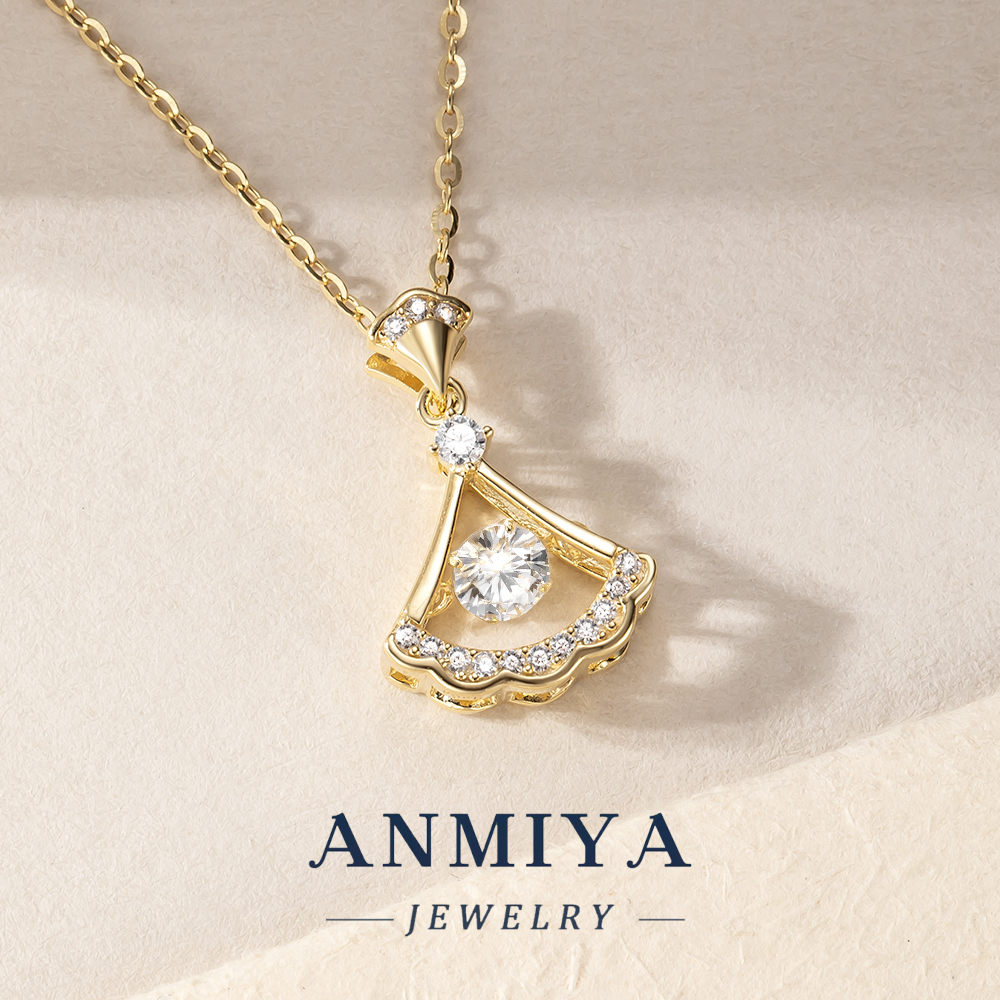 Custom Elegant 925 Silver Jewelry Fan Necklace for Women, Sterling Silver Pendant Necklace Gift, Dainty Silver Chain Necklace for Party