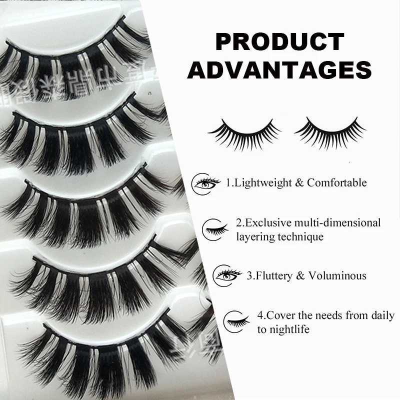 5 Pairs Natural False Eyelashes 3D False Eyelashes with Thick False Eyelash Extensions Reusable Makeup Soft and Easy to Wear Z250730