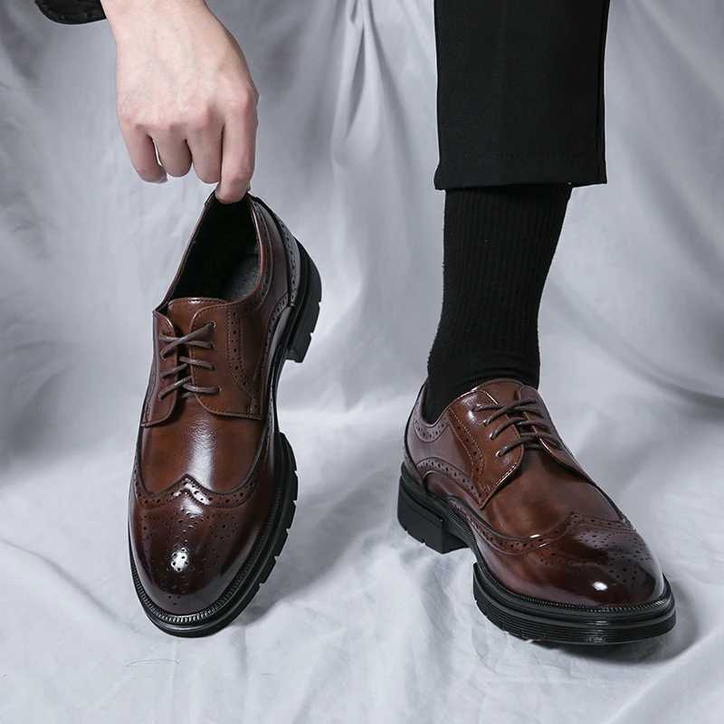 Classic Formal Shoes Men Shoes Black Brown Thick Sole Casual Business Block Gentleman Social Shoes Size 38-46 Men Shoes Y250730