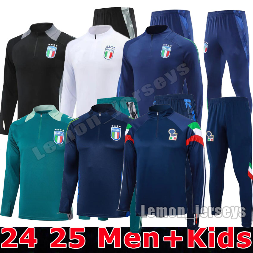 2024 2025 italys tracksuit soccer Jerseys Men and kids Set 24 25 Italia Half pulled Long Sleeve soccer football training suit survetement foot chandal