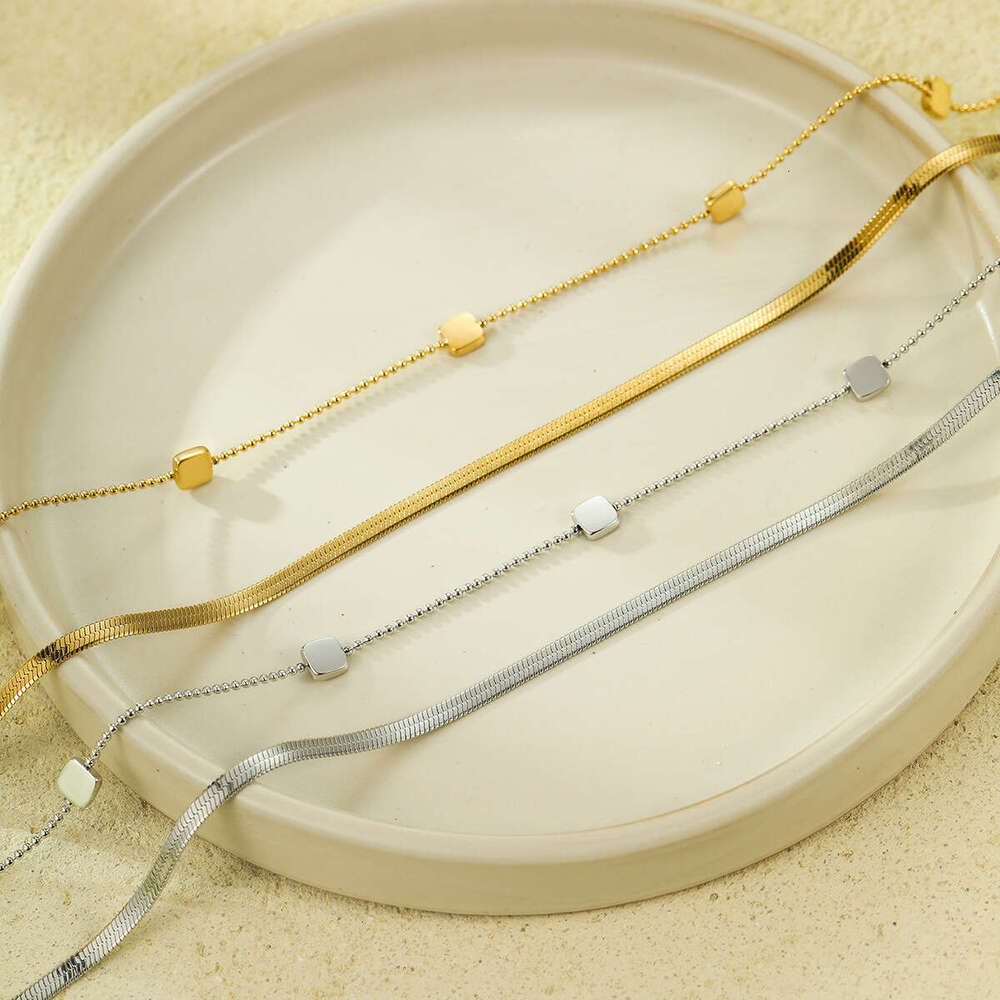 Accessories Women Summer Light Can Be Printed Sequin Double Layer Stainless Steel Necklace