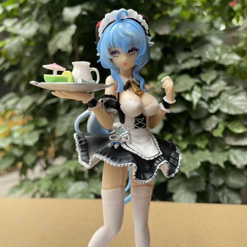 Game Character Beautiful Girl Ganyu Maid Tray Figurine, Desktop Ornament Gift