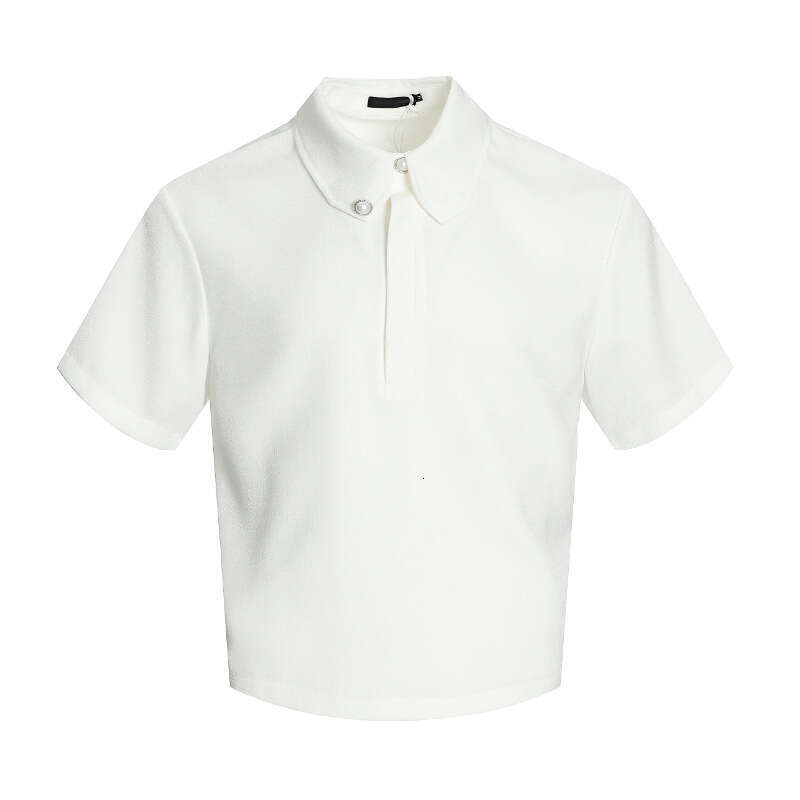 Minimalist Personalized Design Polo Shirt Textured Old Money Style Versatile Slim Fit Pearl Button Casual Short Sleeve High-Quality Feel B5