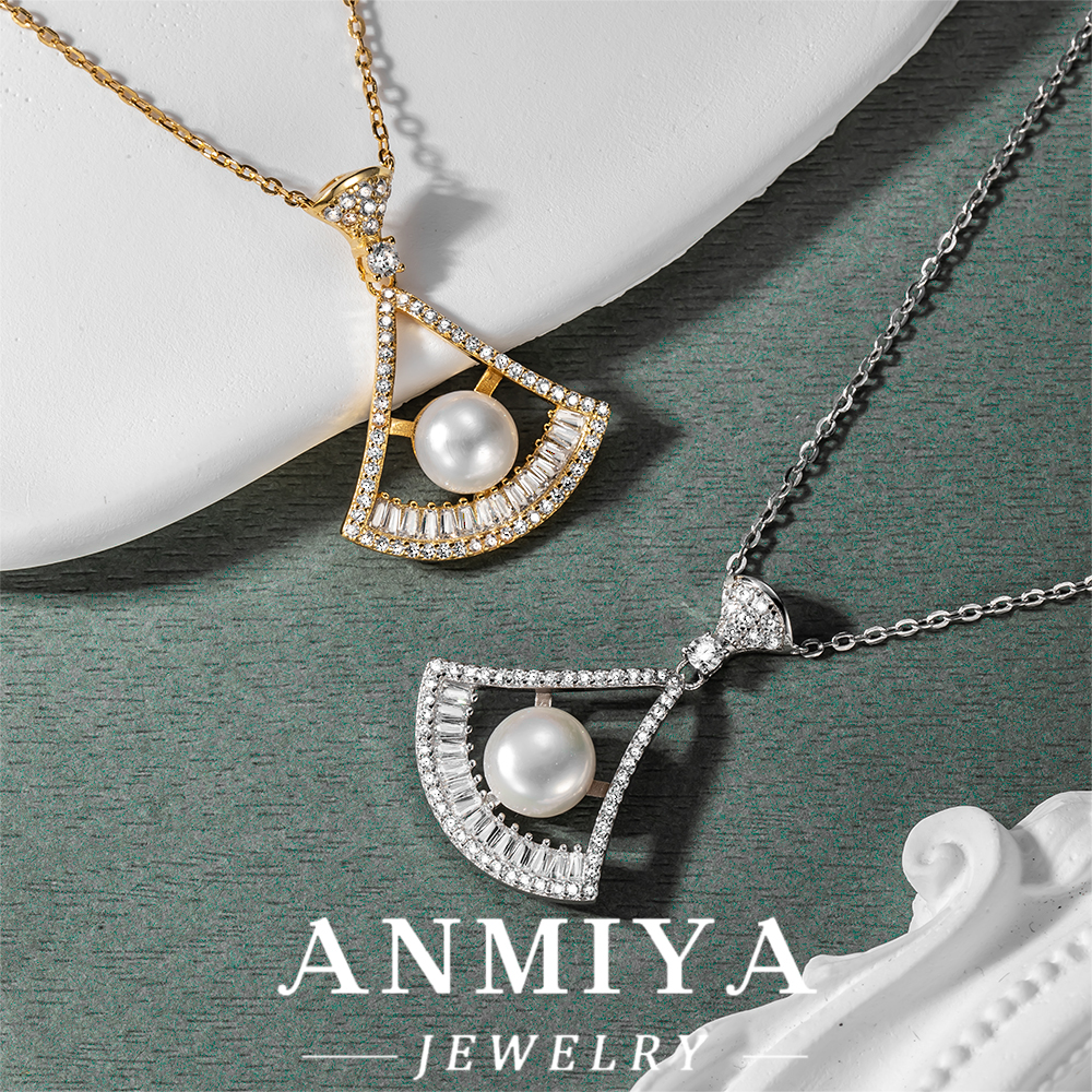 Custom Luxury 925 Silver Plated Jewelry Statement Necklace for Evening Occasions with Crystal Rhinestones and Pearl Accents