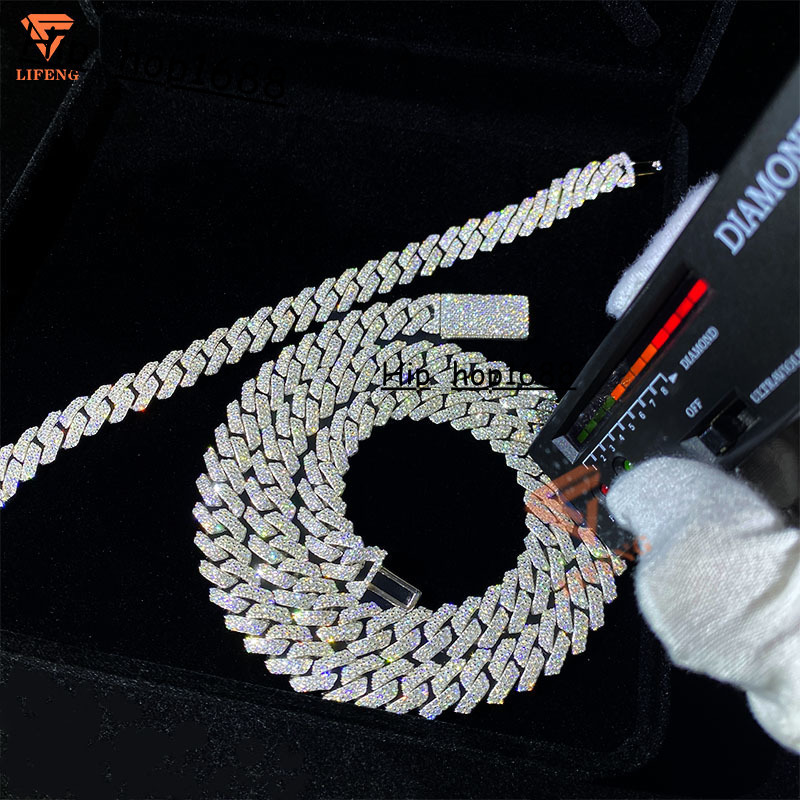 Wholesale 925 Sterling Silver Custom Name Vvs Moissanite Cuban Link Chain 12mm Gold Plated Cuban Necklace Miami Hiphop Jewelry