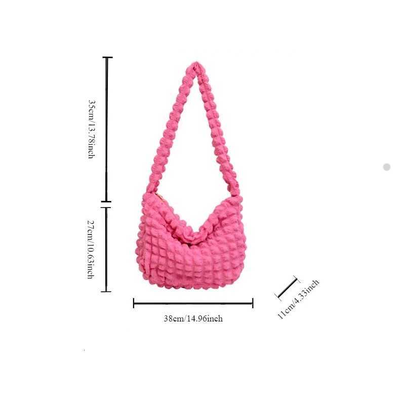 Crossbody Solid Color Shoulder Bag Large Capacity Tote Bag Underarm Bags Quilted Padded Fi Pleated Shoulder Bags for Women Y250730