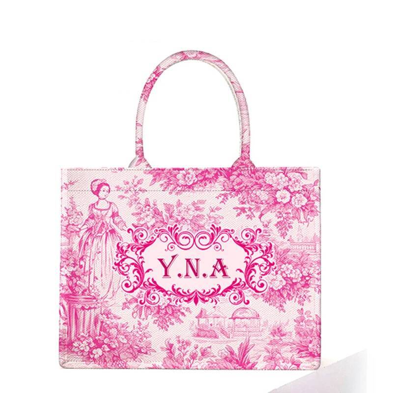 Spring And Summer Personalized Fashion Printing Large Capacity Canvas Name Custom Letters Tote Women Commuter Travel Bag