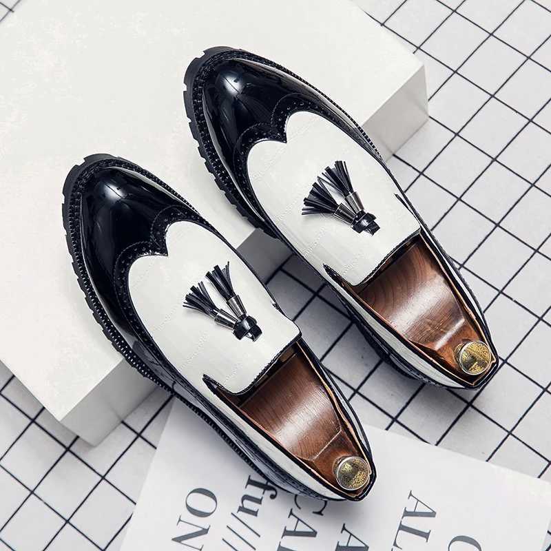 Pointed leather shoes for men Business casual patent loafers mens lace-up elegant luxury shoes social shoes Y250730