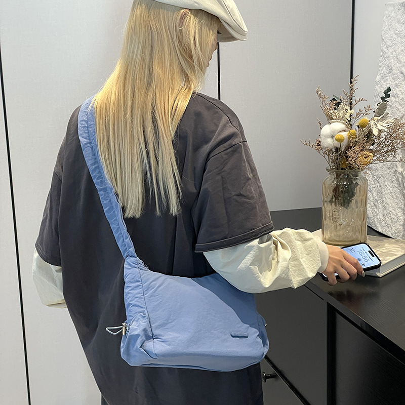 Colorful Fox Korean Style Ins Niche Design Drawstring Pleated Solid Color Lightweight Cute Versatile Shoulder Bag ddmymoon