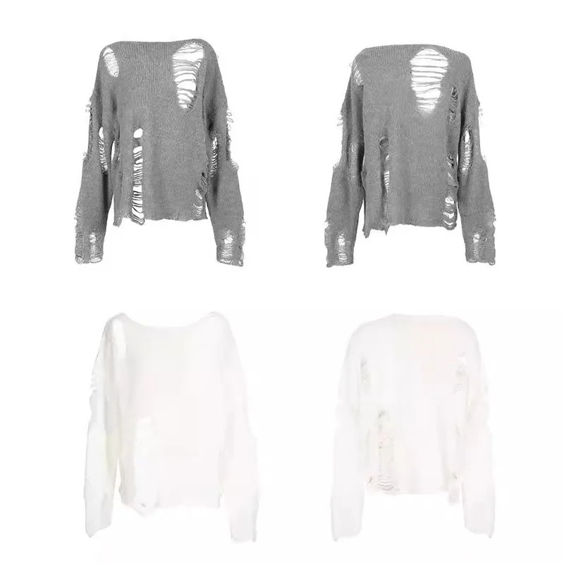 Oblique Shoulder Hollowed Out Top Casual Lazy Pullover Loose Knit Womens Autumn Hollowed Out Sweater Long Sleeve Womens Trend 250723