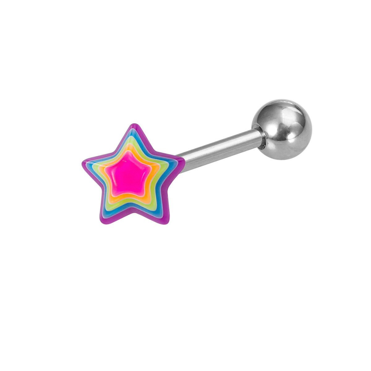 Love stainless steel acrylic pentagram gradient tongue nail human puncture jewelry wholesale