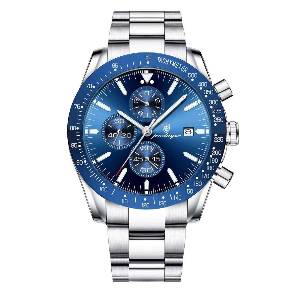 DHwatches POEDAGAR Fashion Sports Chronograph Waterproof Luminous Stainless Steel Quartz Watch Men's China Benyar